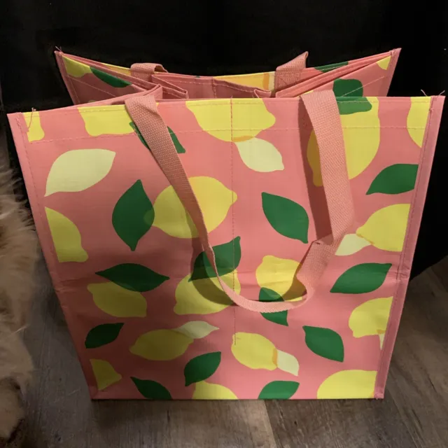 Kate Spade New York Reusable Shopping Bag Grocery Tote Lemon Toss 14x14x9.5”