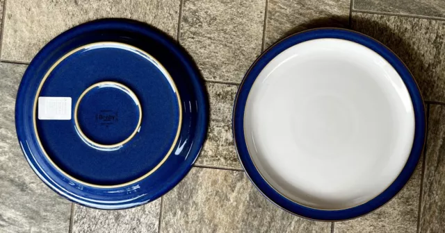 NWT Denby England Imperial Blue Stoneware Salad Plates 8.5"