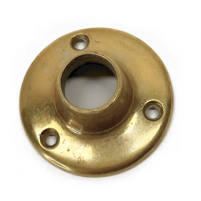 Single Solid Brass Handle Door Back Plate Round Vintage 2 1/8" dim. Mid-Century