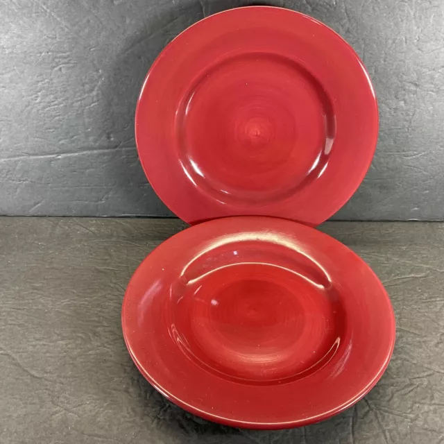 Pier 1 Imports Essential Colours 8.5” Lunch Salad Plate Red Earthenware Set 2