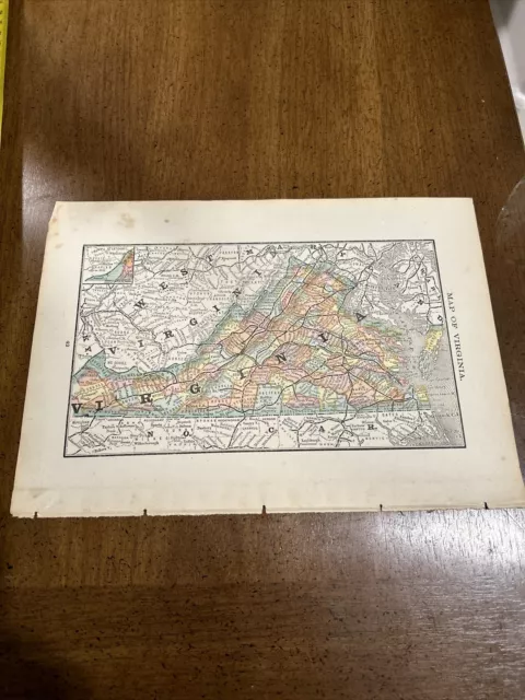 Antique Rand McNally 1884 Map Of Virginia 10x7 Inches