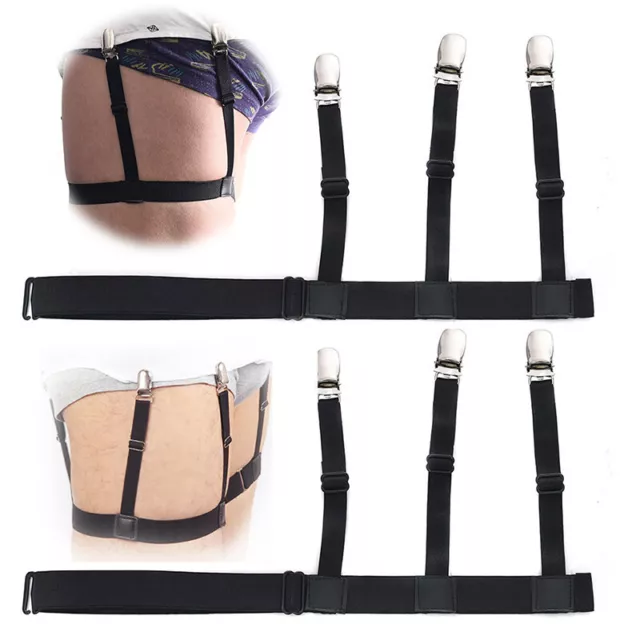 2Pcs Shirt Stays Holder Men Garters Belt Non-Slip Elastic Strap Clips ต 〇 2