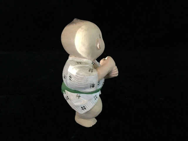 J0515 Japanese Pottery Kimono Baby Boy Statue Doll Vintage Okimono Interior 3