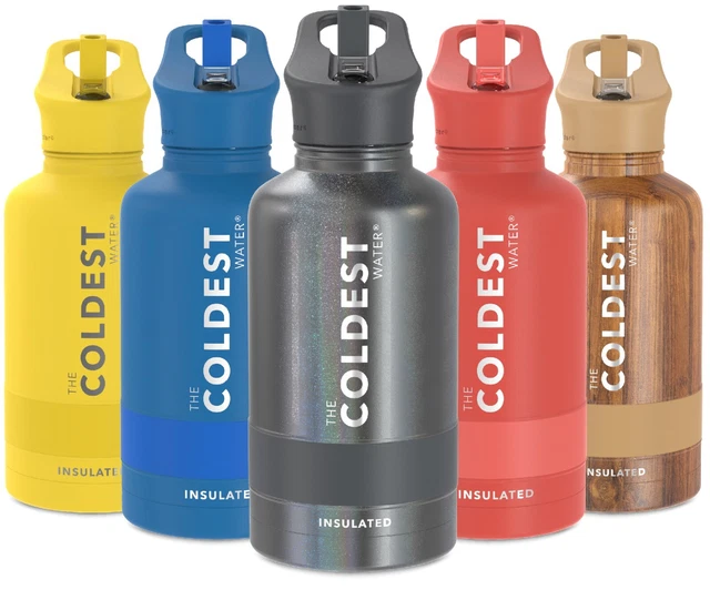 THE COLDEST SPORTS Water Bottle Straw Lid Insulated Stainless Steel