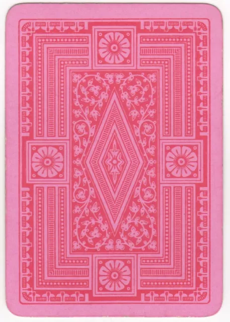 Playing Cards Single Card Old Antique Pink ART FLOWERS VINE Geometric Frame