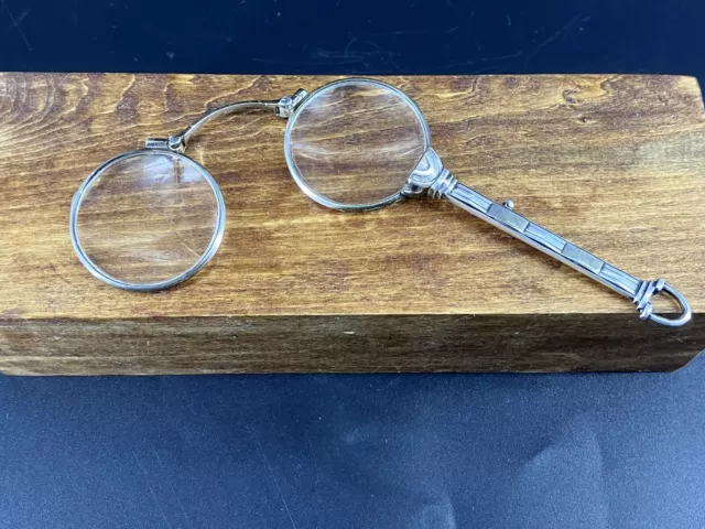 Alte Antike Stielbrille Klappbrille Lorgnon Lorgnette 935 er Silber