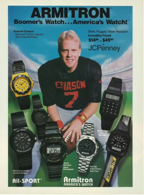 1989 Armitron All-sport Watch Boomer Esiason print ad JCPenney advertisement