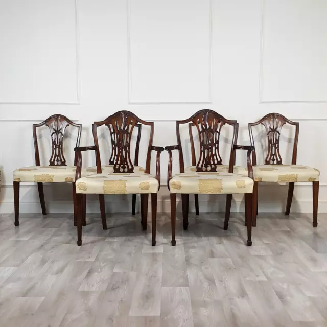 Set Of Six Antique Georgian Mahogany Hepplewhite Chairs c.18th Century - F229
