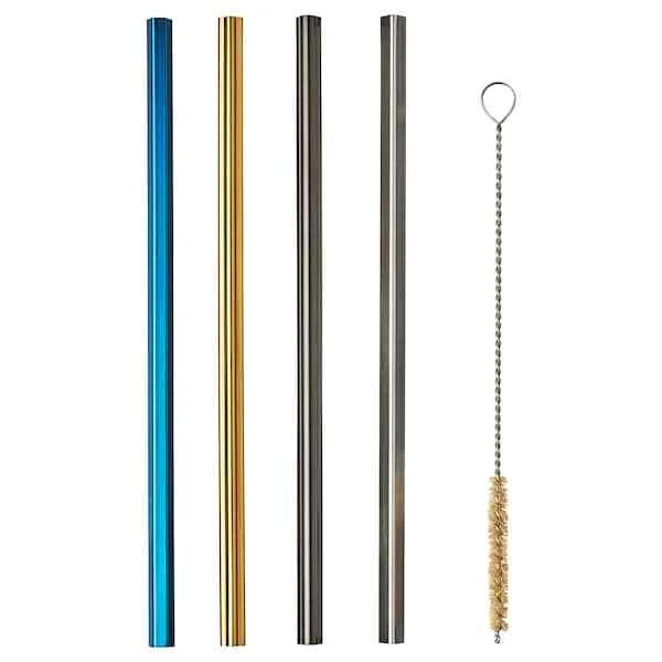 LUFTTÄT Trinkhalme/Reinigbürsten-Set 5-tlg. verschiedene Formen versch. Farben