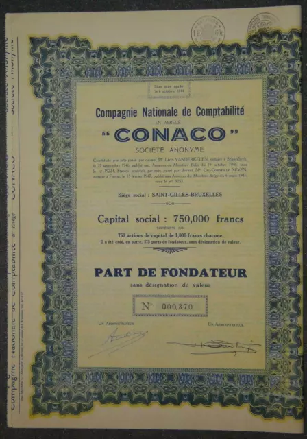 Compagnie Nationale de Comptabilite "CONACO" 1947