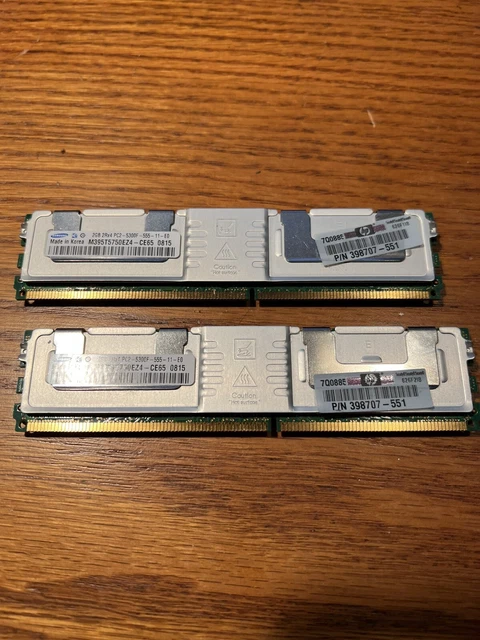 Lot of 2 Samsung 2GB DDR2-667 PC2-5300F 2Rx4 ECC FBDIMM M395T5750EZ4-CE66