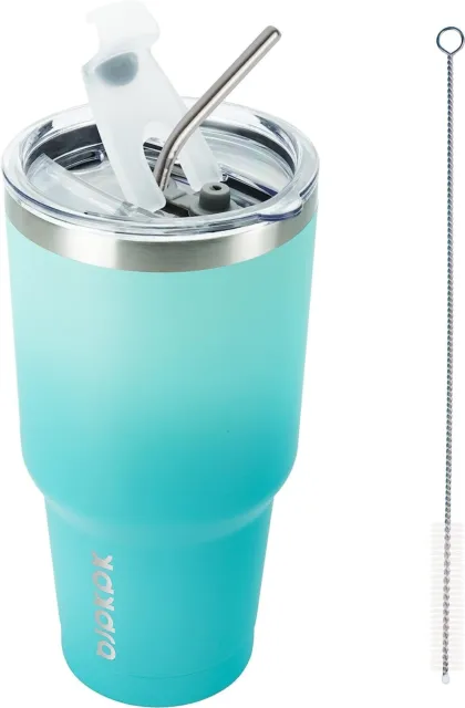 Insulated Tumbler Cup With Lid And Straw 30oz Stainless Steel Travel Coffee Mug
