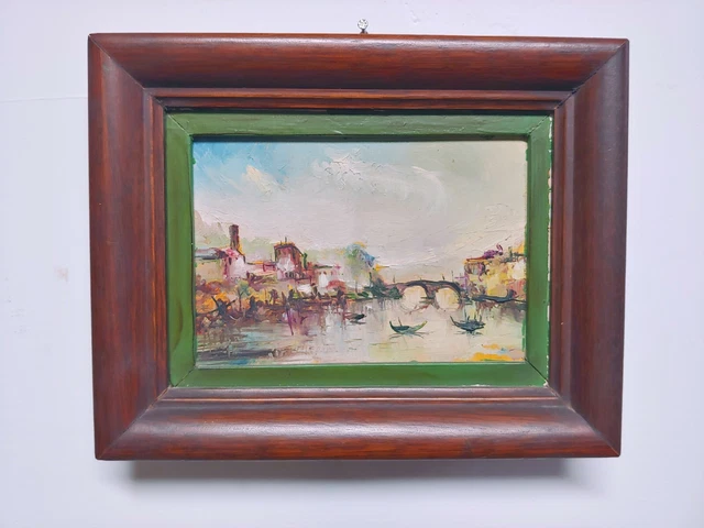 QUADRO DIPINTO OLIO Su Tela Roma Tevere Pittore Urbani EUR 40,00 - 12
