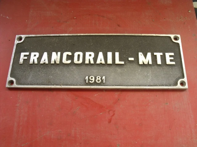 ANCIENNE PLAQUE SNCF FRANCORAIL MTE 1981 TRAIN ,GARAGE AUTO MOTO,no