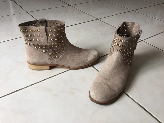 Bottines JANET &JANET pointure 39/40 daim beige  235€