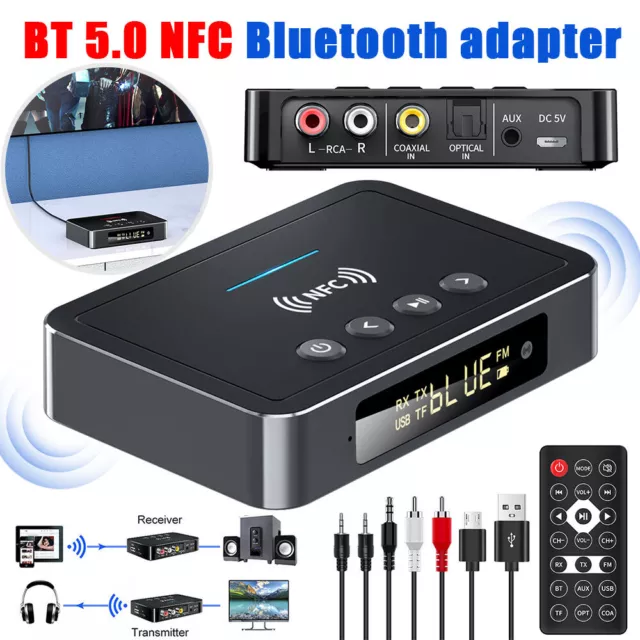 NFC Bluetooth Receiver 5.0 Transmitter Wireless Audio AUX RCA Optical Adapter