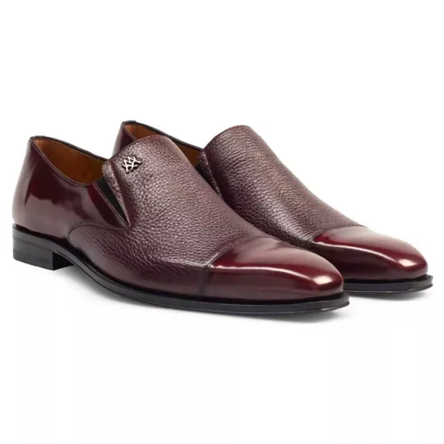 Mezlan Milani Bordeaux Peau de Veau & Cerf Homme Classique Robe à Enfiler (14-M)