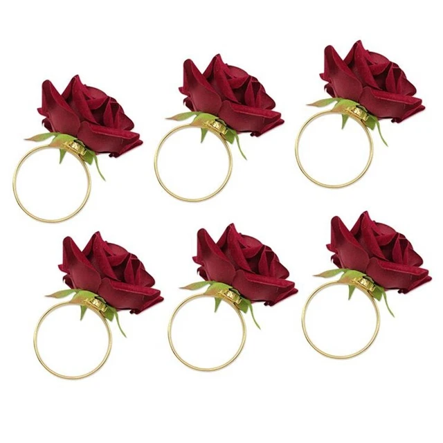 6 pezzi/lotto tovaglioli rosa romantica anelli lega tovagliolo fibbia 6885