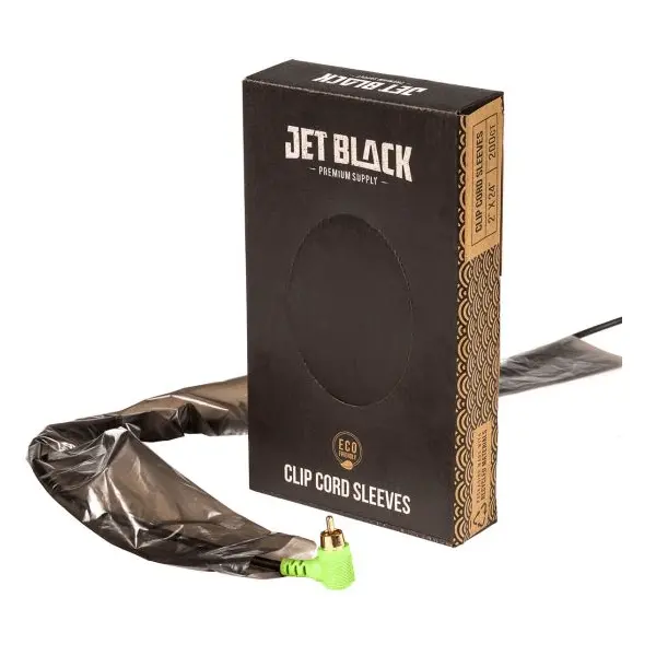 Jet Black Tatouage Cordon Clip Manches (5.1cm x 61cm) - Écologique - 200 Sacs