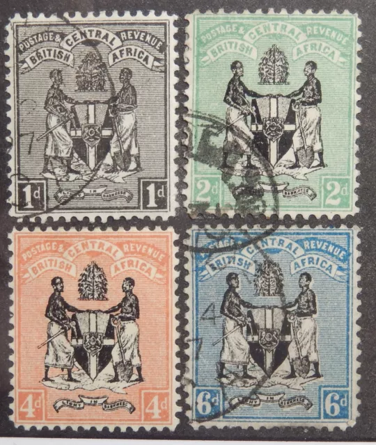 British Central Africa Scott # 32-35, Part-Set of 4, Mixed Mint & Used