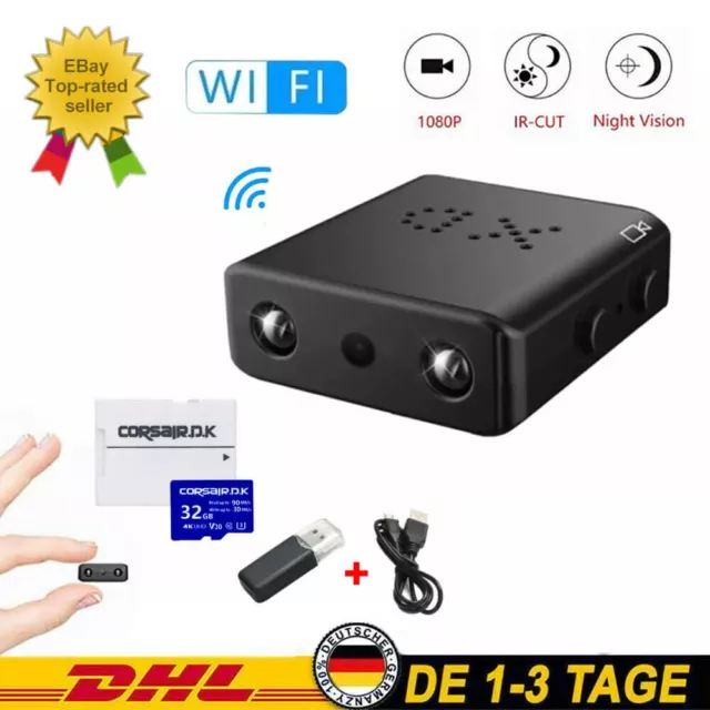 HD 1080P Mini Kamera Wireless WiFi WLAN IP Überwachungkamera Hidden IR Camera