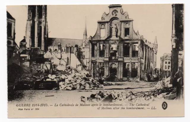 guerre de 1914-1915, la cathédrale de malines après le bombardement