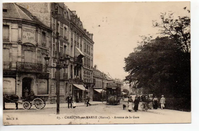 CHALONS SUR MARNE - Marne - CPA 51 - Tramway - Avenue de la Gare - Pharmacy