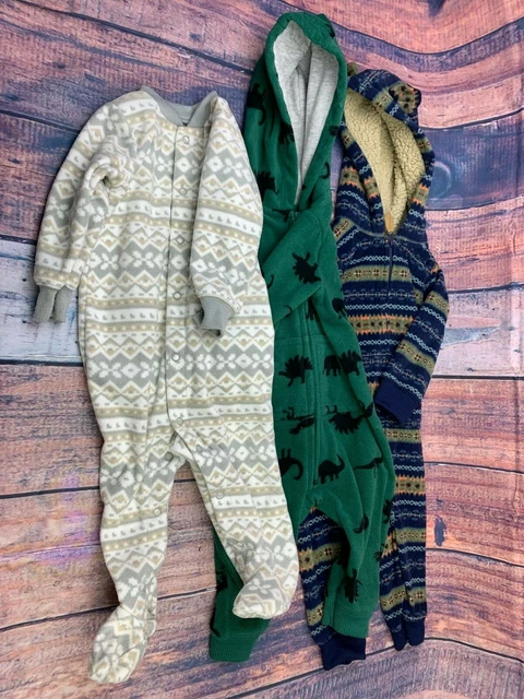Carters Baby Boys Hooded Fleece Coverall Jumpsuit Size 9 Months Set of 3