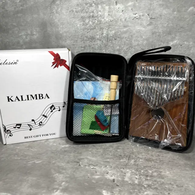 helesin Kalimba Thumb Piano 17 Keys, Portable Finger Thumb Piano with Hard Case