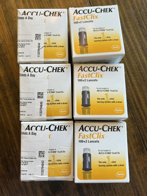 Lancetas Accu-Chek FastClix para pruebas de glucosa en sangre para diabéticos (6 paquetes de 102)