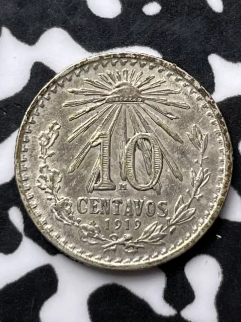 1919 Mexico 10 Centavos Lot#JP40 Silver! Nice!