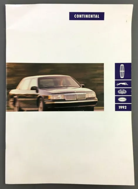 1992 Lincoln Continental Showroom Sales Booklet Dealership Auto Car Brochure