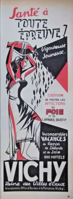 Publicité De Presse 1955 Vichy Reine Des Villes D'eaux Santé A Toute Épreuve