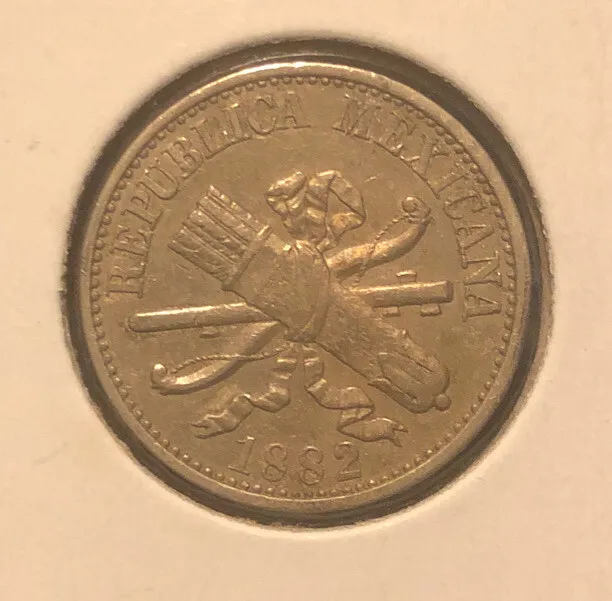 1882 Mexico 5 Centavos EF Copper Nickel Coin KM#399