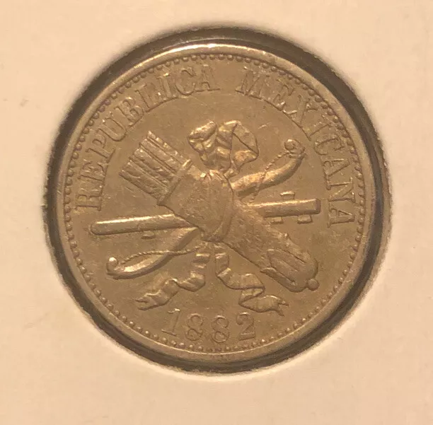 1882 Mexico 5 Centavos EF Copper Nickel Coin KM#399