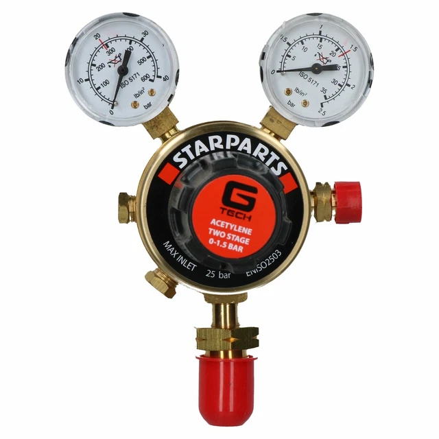 ACETYLENE REGULATOR TWO Stage 2 Gauge Gas Bottle 25 Bar Welding Welder