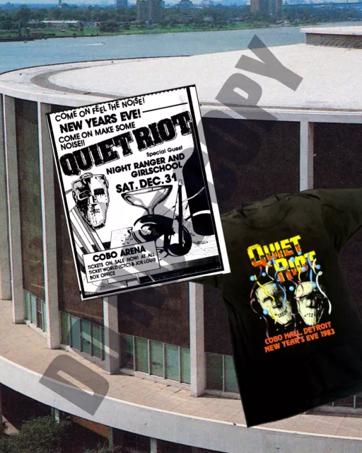 Dec 1983 Quiet Riot Concert Cobo Arena Detroit T-Shirt Playbill Ad 8x10 Photo