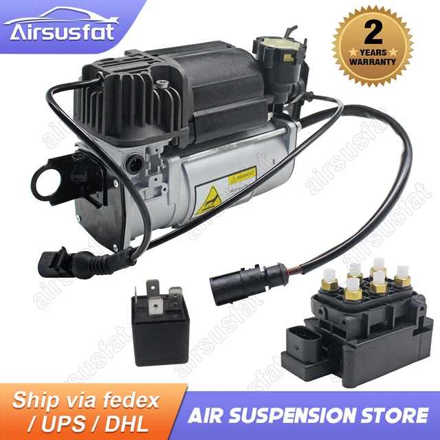 AIR SUSPENSION COMPRESSOR Pump w/Relay+Solenoid Valve Block Fit for