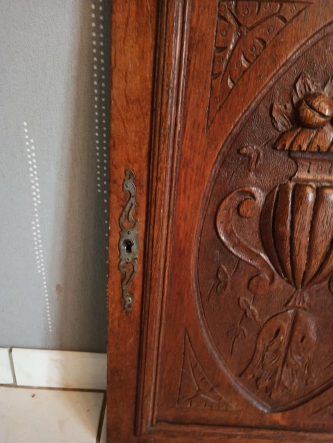 26" Antique French Architectural Panel Door Oak Wood Carved Salvage 3