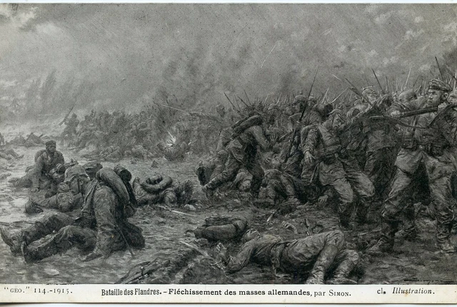 Ww1 // Cpa / Military War // Battle Of Flanders Arrowing Of The Masses