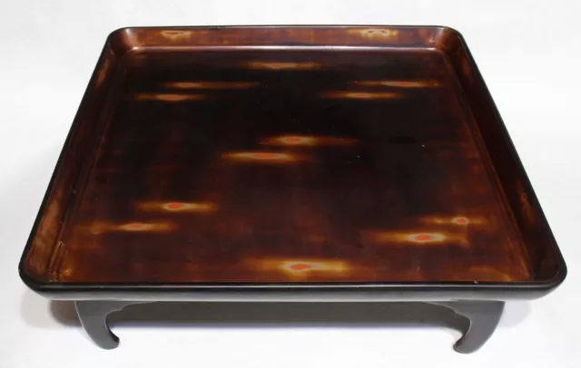 Japanese Lacquer Ware Wood Tray Table Ozen Legged Brown H11cm 4.33" Vintage