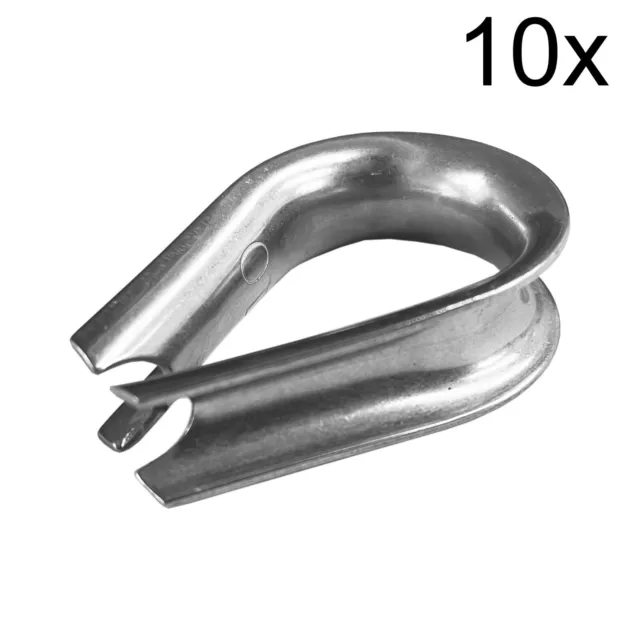 10 x 2mm STAINLESS STEEL ROPE THIMBLES marine yacht boat wire rigging