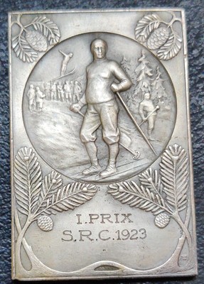 Médaille Skieur alpin le massif des Alpes Chamonix Mont Blanc ski glacier medal 