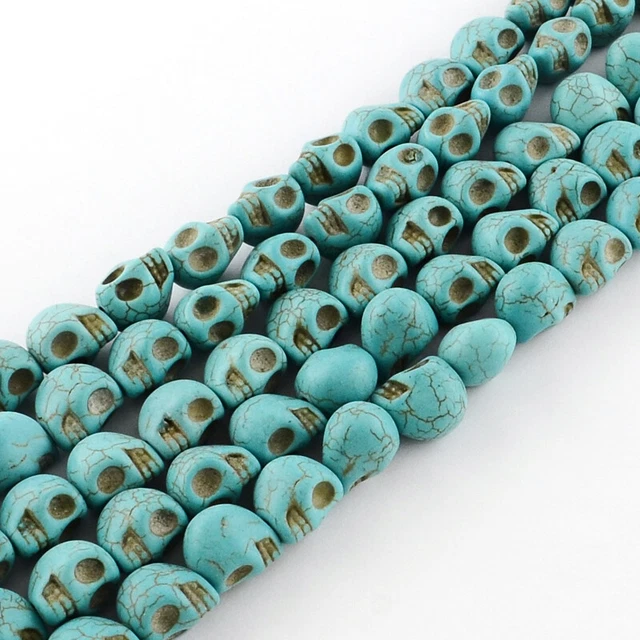 35 türkisfarbene Totenkopf Perlen SCHÄDEL 10 x 8 mm SKULL türkis