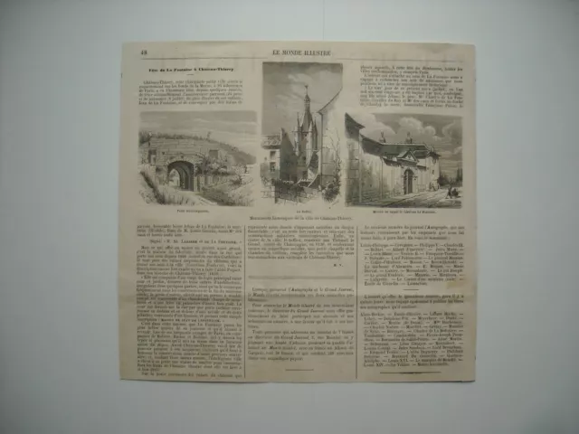 Gravure 1864. Monuments Historiques De Chateau-Thierry. Porte Merovingienne. La