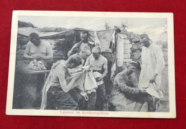 GERMAN WWI Prussian FELDPOST LETTER POSTCARD soldiers in trenches 1915 rare #1 2