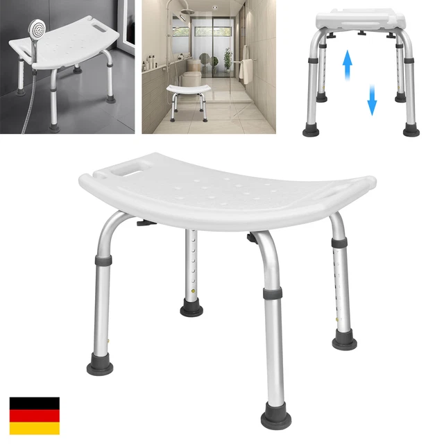 Taburete de ducha silla de ducha altura ajustable asiento de ducha ayuda de ducha taburete de baño blanco DE#