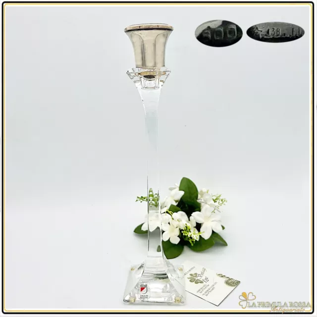 Candeliere in cristallo e argento COLLE  porta candela vetro candelabro candele