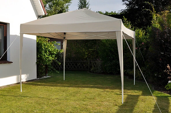 Faltpavillon 3x3m beige ohne Seitenwände Metall faltbar Pavillon Gartenpavillon