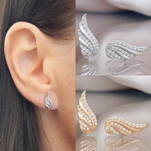 Angel Wings 925 Silver Stud Earring Women Wedding Jewelry Gift A Pair